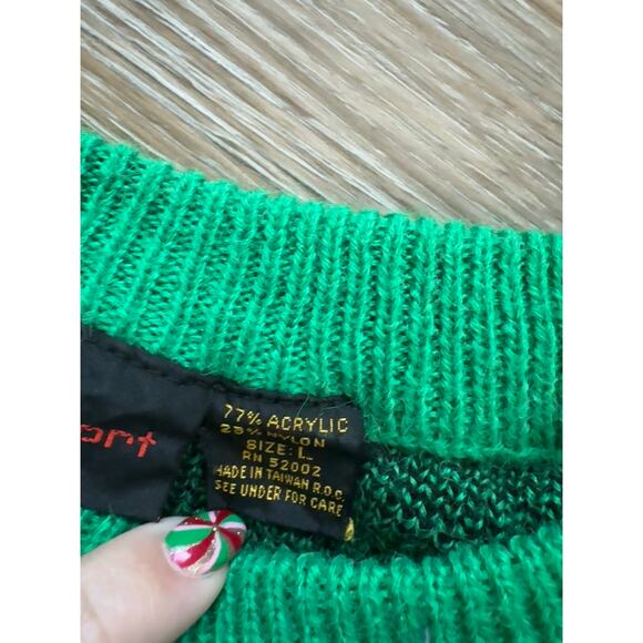 Vintage Green Polkadot Graphic Sweater | Liz Sport 1990s - Picture 3 of 5